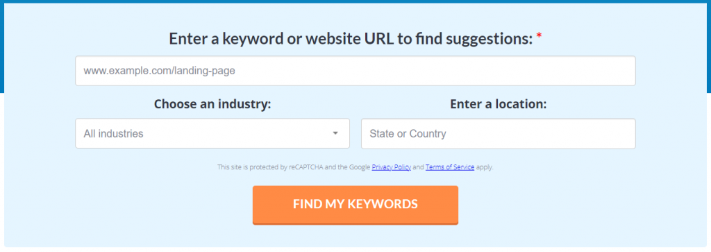 Wordstream free keyword research tool for SEO