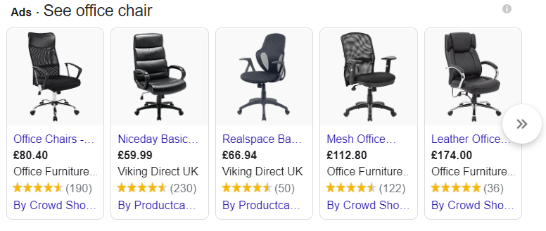Google Shopping search results for office chair