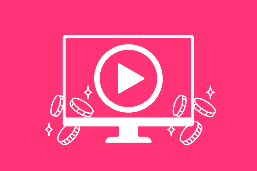 Display advertising history Icon of console with play button