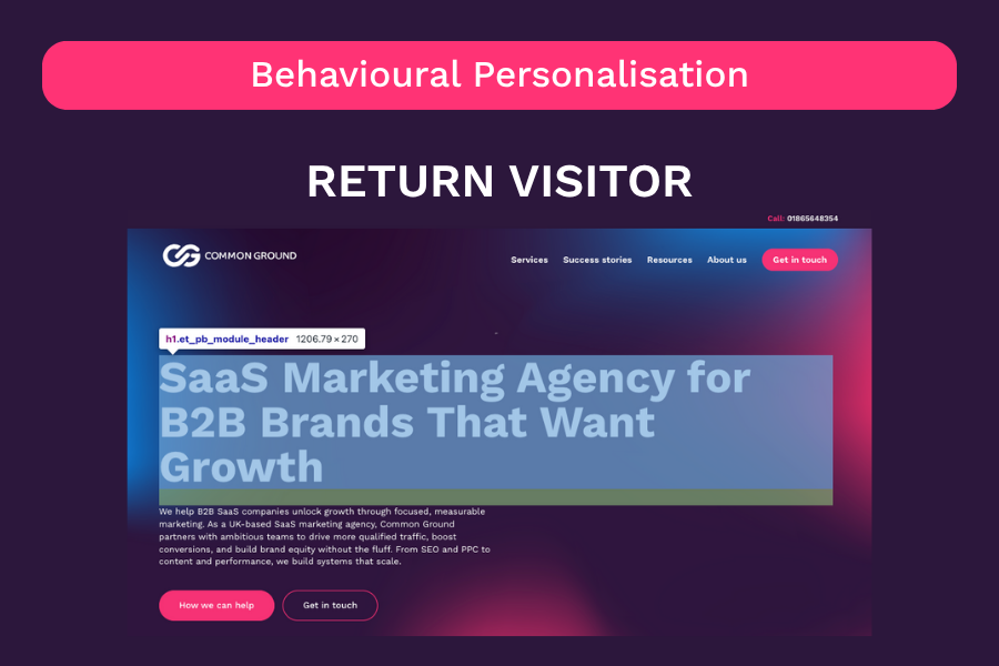 5. Behavioural Personalisation Example contd