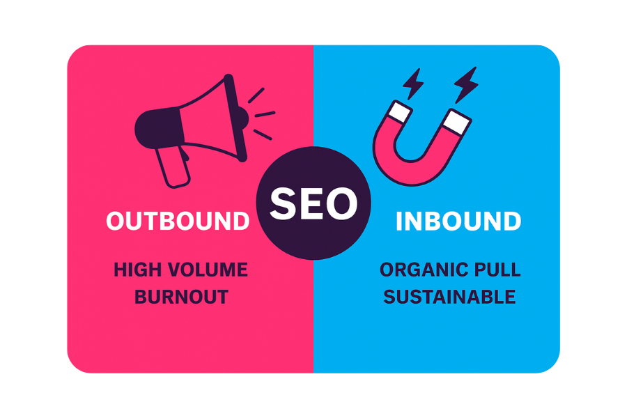 SaaS SEO inbound vs outbound Illustration_ SEO and Inbound vs. Outbound